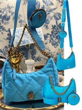 🆕 KURT GEIGER LONDON 🧿 NWOT Recycled Nylon Multi Crossbody Bag, Baby Blue